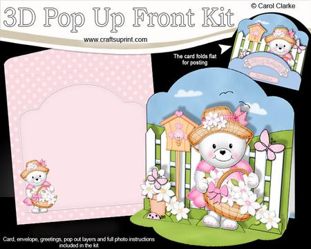 3D Teddy Tess's Flower Basket Pop Up Front Card Kit