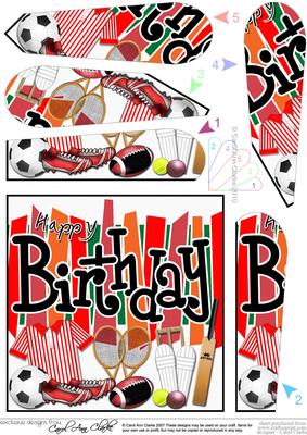 Birthday Sports N Games Fan Pyramage Topper