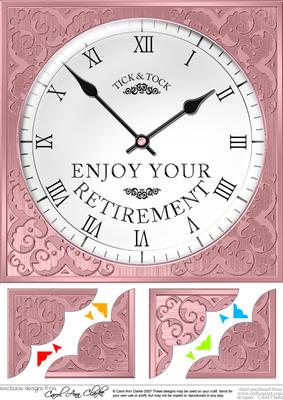 8 x 8 Retirement Clock Scalloped Corner Topper