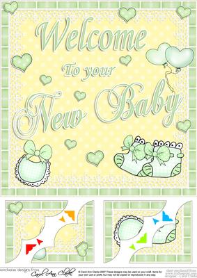 8 x 8 New Baby Scalloped Corner Topper