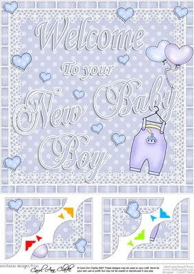 8 x 8 New Baby Boyl Scalloped Corner Topper