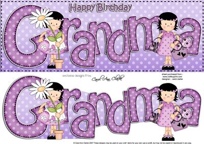 Girlz Birthday Grandma Large Dl Quick Card 3D Decoupage