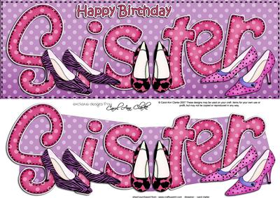 Girlz Birthday Sister Large Dl Quick Card 3D Decoupage