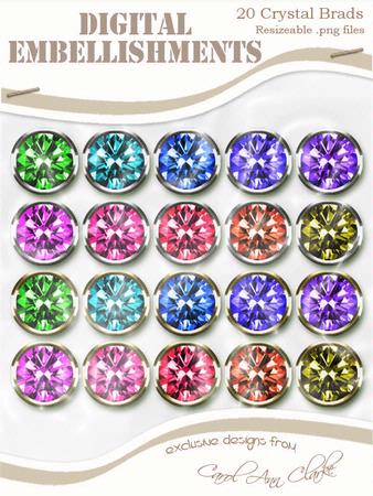 Round 'crystal Brads' Digital Embellishments