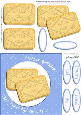 Custard Cream Biscuits Birthday Quick Card N 3D Decoupage