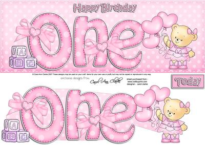 1st Birthday Large Dl Quick Card N 3D Decoupage