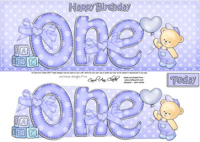 1st Birthday Large Dl Quick Card N 3D Decoupage