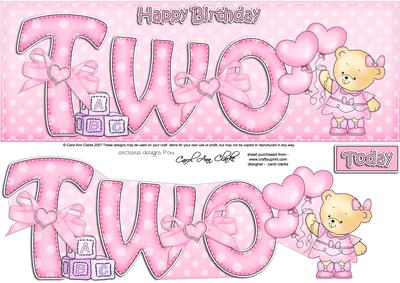 2nd Birthday Large Dl Quick Card N 3D Decoupage