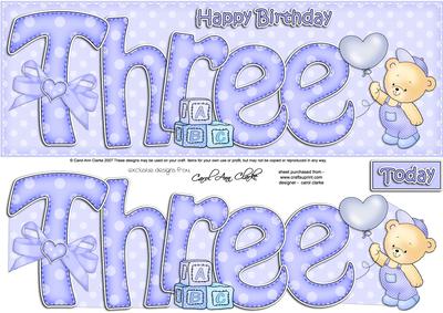 3rd Birthday Large Dl Quick Card N 3D Decoupage