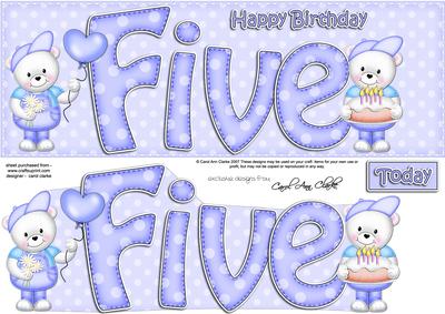 5th Birthday Large Dl Quick Card N 3D Decoupage