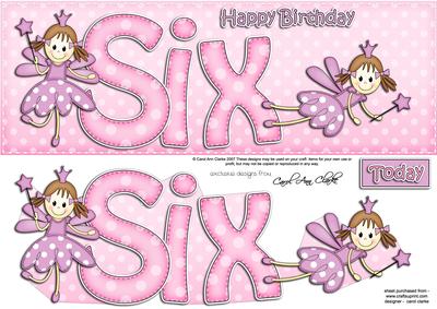 6th Birthday Large Dl Quick Card N 3D Decoupage