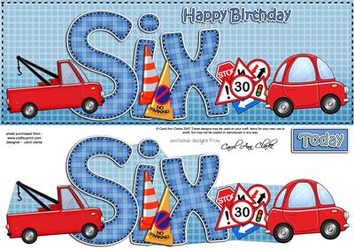 6th Birthday Large Dl Quick Card N 3D Decoupage