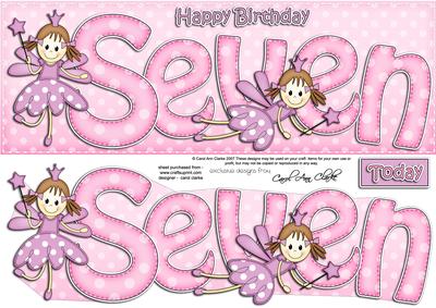 7th Birthday Large Dl Quick Card N 3D Decoupage