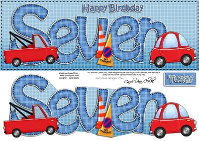 7th Birthday Large Dl Quick Card N 3D Decoupage