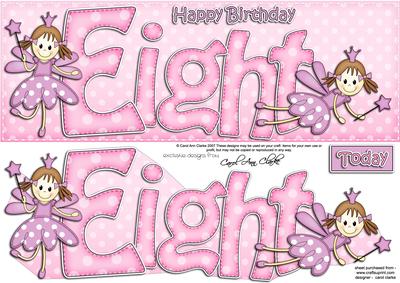 8th Birthday Large Dl Quick Card N 3D Decoupage