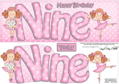 9th Birthday Large Dl Quick Card N 3D Decoupage