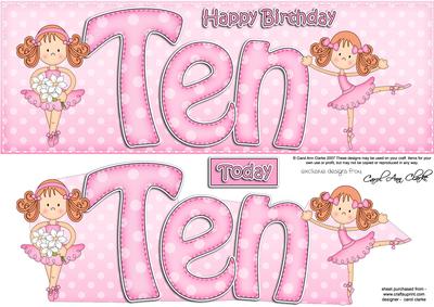 10th Birthday Large Dl Quick Card N 3D Decoupage