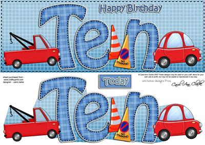 10th Birthday Large Dl Quick Card N 3D Decoupage