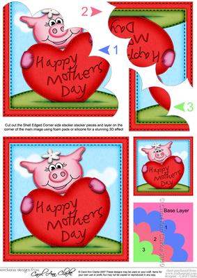 Zoe Piggy's Mothers Day Heart Shell Edged Side Stacker