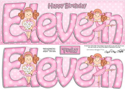 11th Birthday Large Dl Quick Card N 3D Decoupage