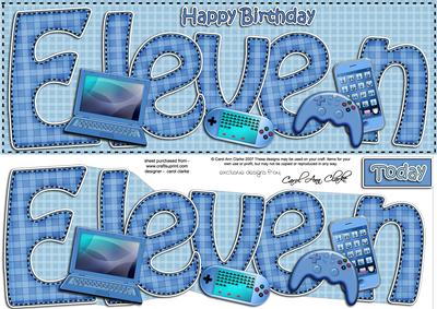 11th Birthday Large Dl Quick Card N 3D Decoupage