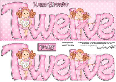 12th Birthday Large Dl Quick Card N 3D Decoupage