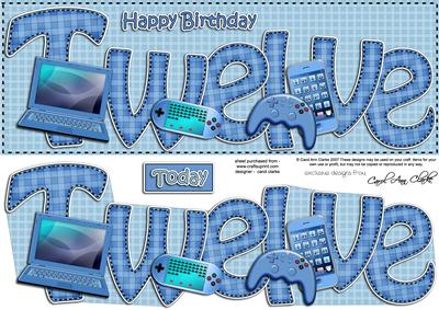 12th Birthday Large Dl Quick Card N 3D Decoupage