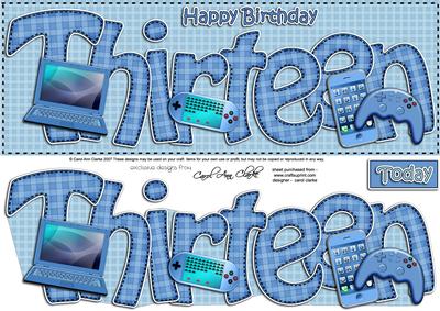 13th Birthday Large Dl Quick Card N 3D Decoupage