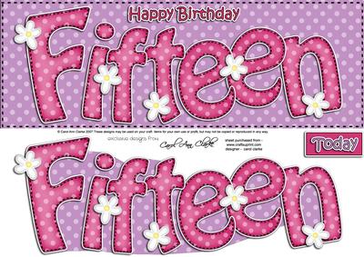 15th Birthday Large Dl Quick Card N 3D Decoupage