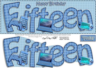 15th Birthday Large Dl Quick Card N 3D Decoupage