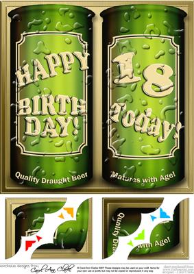 8 x 8 18th Birthday Beer Cans Scalloped Corner Topper