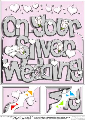 8 x 8 Silver Wedding Anniversary Scalloped Corner Topper