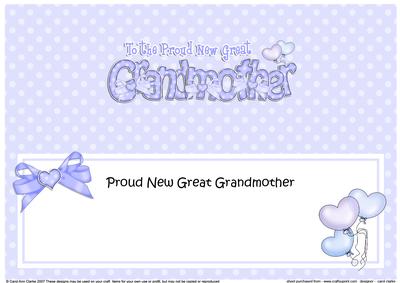 New Great Grandmother Matching Large Dl Insert