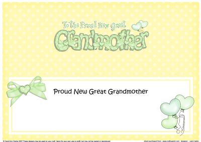 New Great Grandmother Matching Large Dl Insert