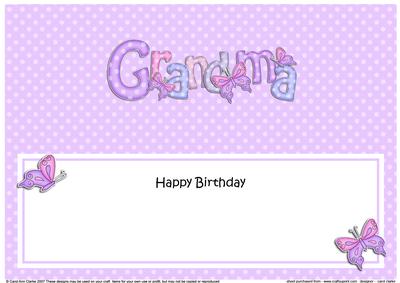 Birthday Grandma Butterflies Large Dl Matching Insert