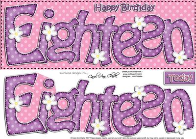 18th Birthday Large Dl Quick Card N 3D Decoupage