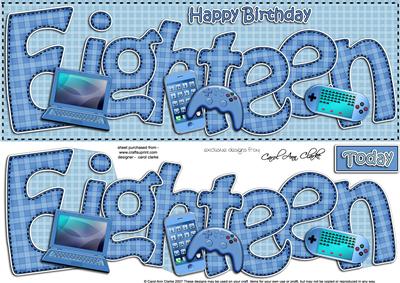 18th Birthday Large Dl Quick Card N 3D Decoupage