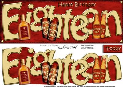 18th Birthday Large Dl Quick Card N 3D Decoupage