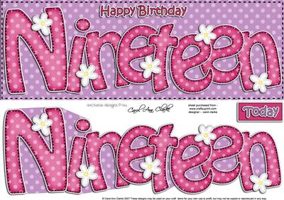 19th Birthday Large Dl Quick Card N 3D Decoupage