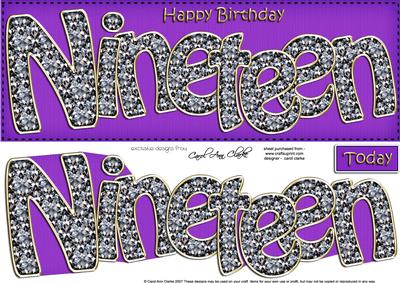 19th Birthday Large Dl Quick Card N 3D Decoupage