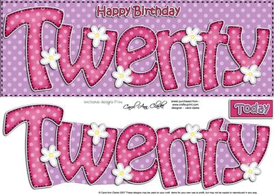 20th Birthday Large Dl Quick Card N 3D Decoupage