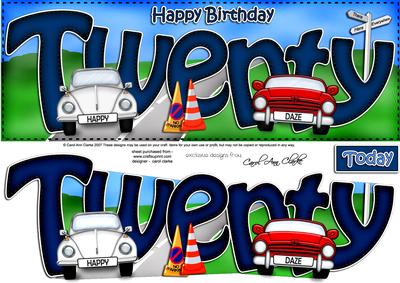 20th Birthday Large Dl Quick Card N 3D Decoupage
