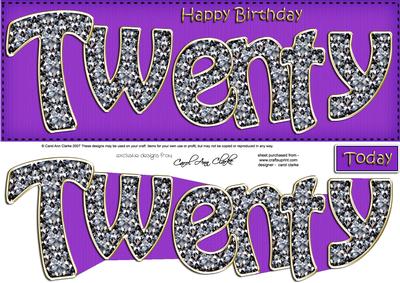 20th Birthday Large Dl Quick Card N 3D Decoupage