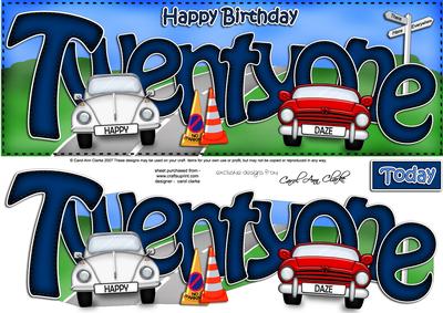 21st Birthday Large Dl Quick Card N 3D Decoupage