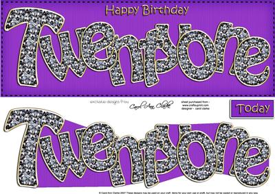 21st Birthday Large Dl Quick Card N 3D Decoupage