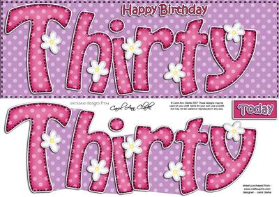 30th Birthday Large Dl Quick Card N 3D Decoupage