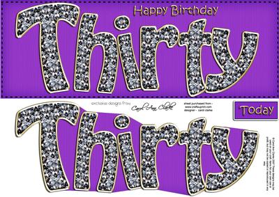 30th Birthday Large Dl Quick Card N 3D Decoupage