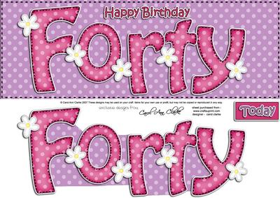 40th Birthday Large Dl Quick Card N 3D Decoupage