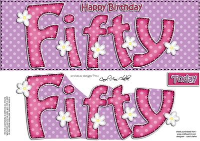 50th Birthday Large Dl Quick Card N 3D Decoupage