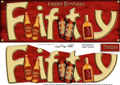 50th Birthday Large Dl Quick Card N 3D Decoupage